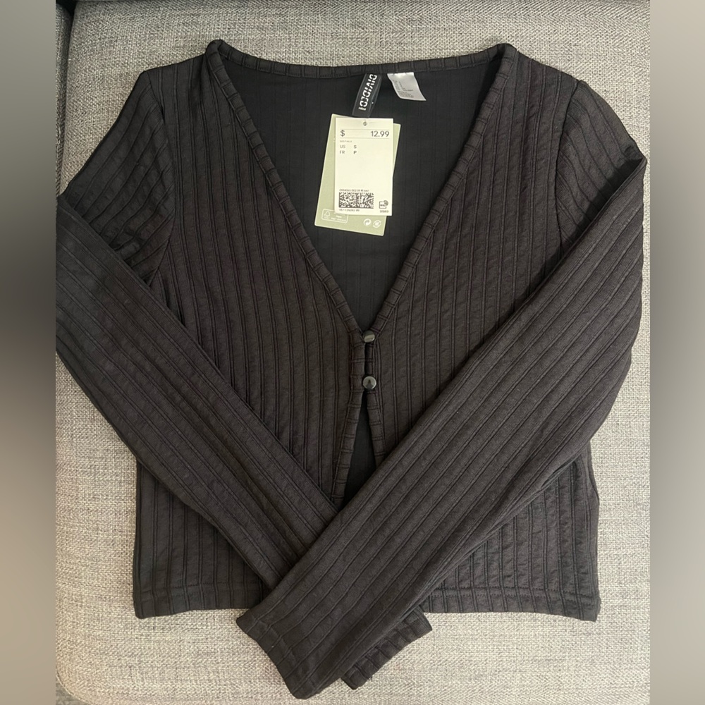 NWT H&M Charcoal Ribbed Knit Top